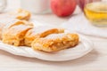 Homemade apple strudel apfelstrudel on white plate Royalty Free Stock Photo