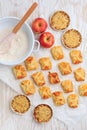 Homemade apple turnovers and small apple crumble cakes Royalty Free Stock Photo