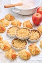 Homemade apple turnovers and small apple crumble cakes Royalty Free Stock Photo