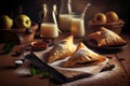 homemade apple turnovers on table in pastry shop Royalty Free Stock Photo
