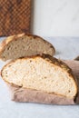 Homemade artisanal sourdough rye flour bread. Healthy home baking concept