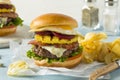 Homemade Aussie Pineapple and Beet Cheeseburger Royalty Free Stock Photo