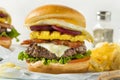 Homemade Aussie Pineapple and Beet Cheeseburger Royalty Free Stock Photo