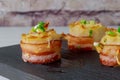 Homemade authentic healthy potato french fries delicious golden bacon and cheese appetizer meal