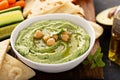 Homemade avocado cilantro hummus