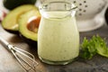 Homemade avocado ranch dressing in a small jar Royalty Free Stock Photo