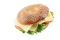 Homemade Bagel Cheese Sandwich On White Background