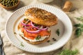 Homemade Bagel and Salmon Lox Royalty Free Stock Photo