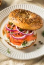 Homemade Bagel and Salmon Lox Royalty Free Stock Photo