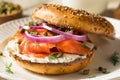 Homemade Bagel and Salmon Lox Royalty Free Stock Photo