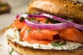 Homemade Bagel and Salmon Lox Royalty Free Stock Photo