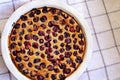 Homemade baked cherry pie cherry clafoutis Royalty Free Stock Photo