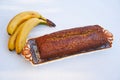 Homemade baked loaf of banana bread.