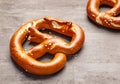 baked pretzel on table