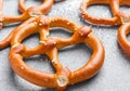 baked pretzel on table