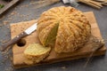 Homemade baked round bread with corn and wheat Royalty Free Stock Photo