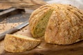 Homemade baked round bread with corn and wheat Royalty Free Stock Photo