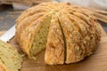 Homemade baked round bread with corn and wheat Royalty Free Stock Photo