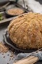 Homemade baked round bread with corn and wheat Royalty Free Stock Photo