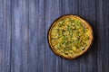 Homemade baked zucchini quiche with cumin