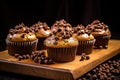 Homemade bakery Banana Muffin Sprinkle with chocolate chip Pastries made from banana flour, sugar and chocolate