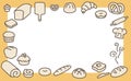 Homemade bakery on yellow brown template border frame template kawaii doodle flat cartoon vector