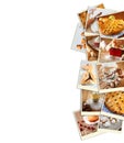 Homemade baking collage with cookies, fresh bread, apple pie and muffins over wooden background Royalty Free Stock Photo