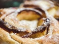 Homemade baking, macro view, baked dough texture