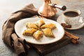 Homemade baklava with nuts and honey Royalty Free Stock Photo