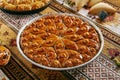 Homemade Baklava in a Round Metal Tray Royalty Free Stock Photo