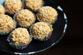 Homemade balls sprinkled with hazelnut stuffed with chocolate
