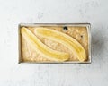 Homemade Banana bread. Dough for cake in pan loaf. Step by step recipe. Step 11 Royalty Free Stock Photo