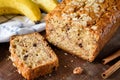 Homemade banana bread loaf closeup view Royalty Free Stock Photo