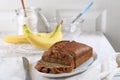 Homemade Banana Loaf Cake Bread Sliced Royalty Free Stock Photo