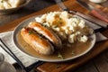 Homemade Bangers and Mash Royalty Free Stock Photo