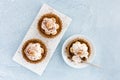 Homemade Banoffee Pie Tartlets on Marble Board and Plate