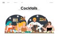 Homemade and bar cocktails landing page concept