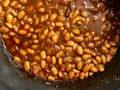 Homemade Barbecue Baked Beans in Pot Royalty Free Stock Photo