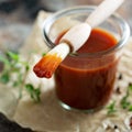 Homemade barbeque sauce in a jar Royalty Free Stock Photo
