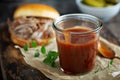 Homemade barbeque sauce in a jar Royalty Free Stock Photo