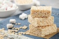 Homemade bars of Marshmallow and crispy rice Royalty Free Stock Photo