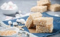 Homemade bars of Marshmallow and crispy rice Royalty Free Stock Photo