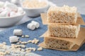 Homemade bars of Marshmallow and crispy rice Royalty Free Stock Photo