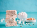 Homemade bars of Marshmallow and crispy rice Royalty Free Stock Photo