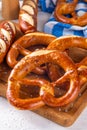 Homemade bavarian pretzels on kitchen table