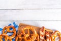 Homemade bavarian pretzels on kitchen table