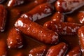 Homemade BBQ Cocktail Weiners in Sauce Royalty Free Stock Photo