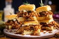 homemade bbq pulled pork sliders on a plate Royalty Free Stock Photo
