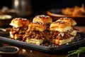homemade bbq pulled pork sliders on a plate Royalty Free Stock Photo
