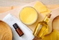 Homemade beeswax wood treatment polish, restore natural wood furniture, plates, cutting boards.